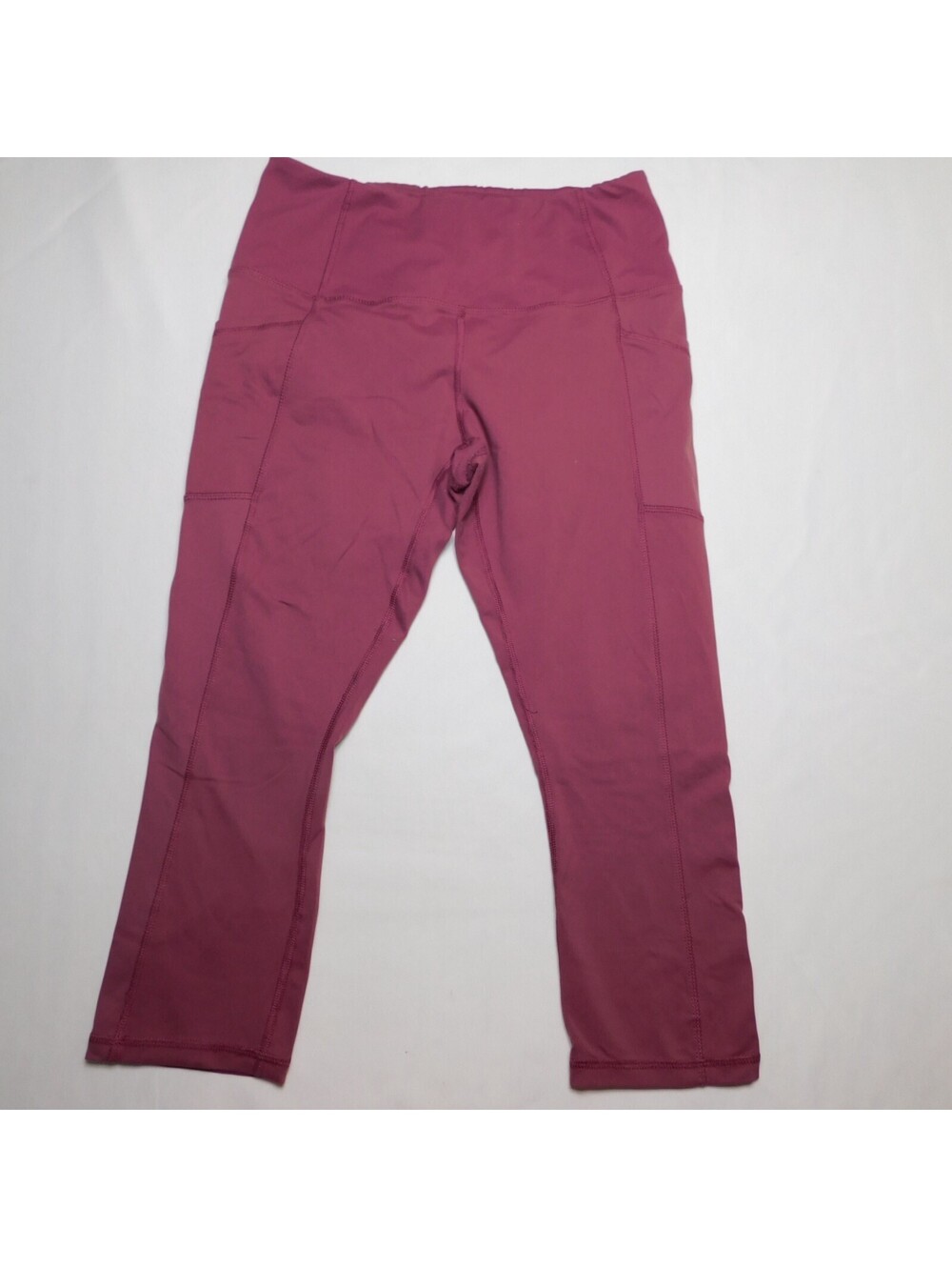 RBX Active Womens Large Crop Capri Leggings Plum Purple Side Pockets Gym Yoga Hi
